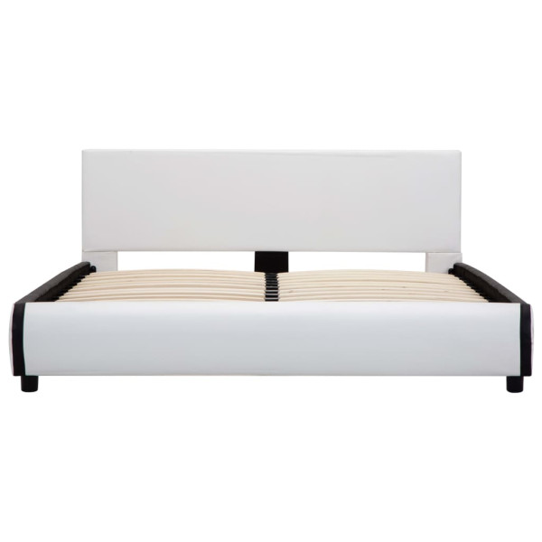 Estructura de cama con cajones piel sintética blanca 140x200 cm M 4