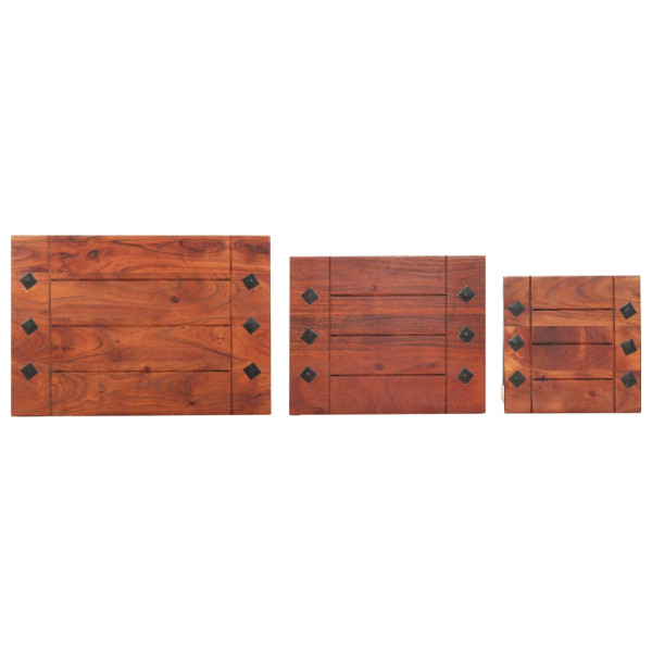 Mesas apilables 3 unidades madera maciza de acacia M 5