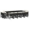Set comedor de jardín con cojines 15 pzas ratán sintético negro 2