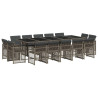Set comedor de jardín con cojines 15 pzas ratán sintético gris 2