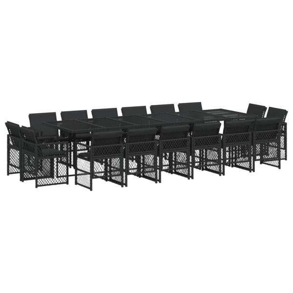 Set de muebles jardín 17 pzas con cojines ratán sintético negro M 2