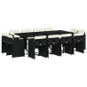Set comedor de jardín con cojines 13 pzas ratán sintético negro 2