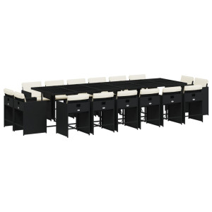 Set de muebles jardín 17 pzas con cojines ratán sintético negro H