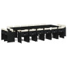 Set de muebles jardín 17 pzas con cojines ratán sintético negro 2