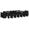 Set de muebles jardín 17 pzas con cojines ratán sintético negro 2