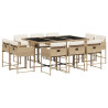 Set comedor de jardín 11 pzas con cojines ratán sintético beige 2