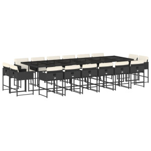Set de muebles jardín 17 pzas con cojines ratán sintético negro H