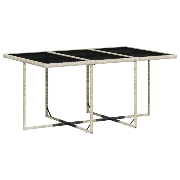 Set comedor jardín 7 pzas y cojines ratán sintético gris claro M 4