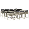 Set comedor de jardín 9 pzas cojines ratán sintético gris claro 2