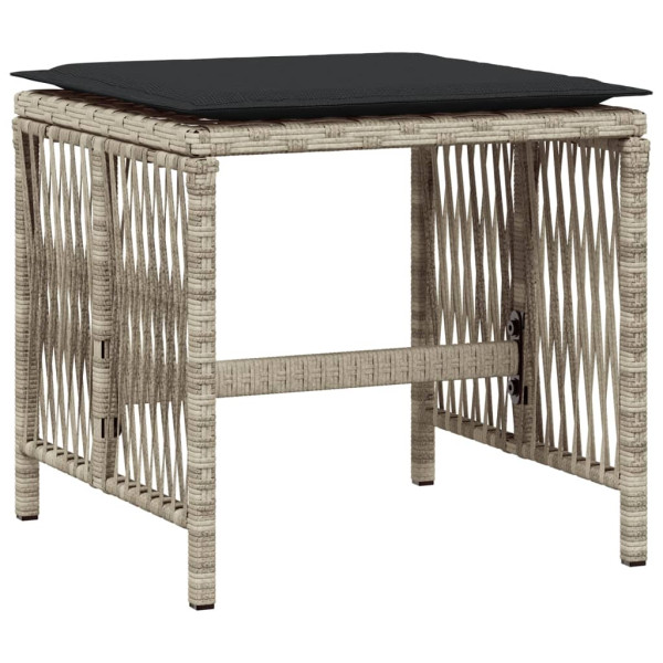 Set comedor de jardín 9 pzas cojines ratán sintético gris claro M 4