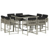 Set comedor de jardín 9 pzas cojines ratán sintético gris claro 2