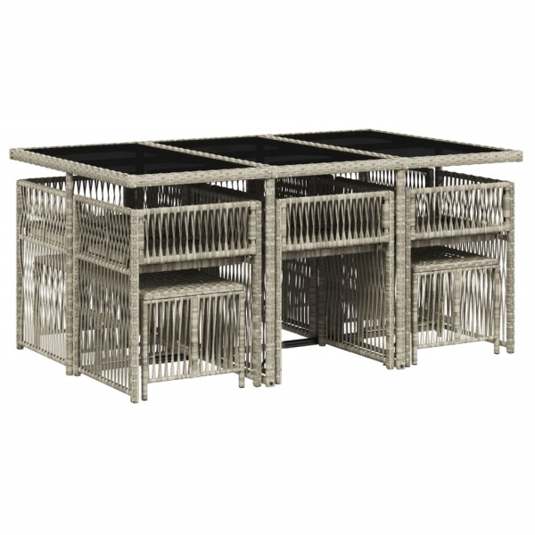 Set de comedor de jardín 11 pzas y cojines ratán sintético gris M 3