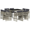 Set comedor de jardín 9 pzas cojines ratán sintético gris claro 2