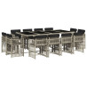 Set comedor jardín y cojines 13 pzas ratán sintético gris claro 2