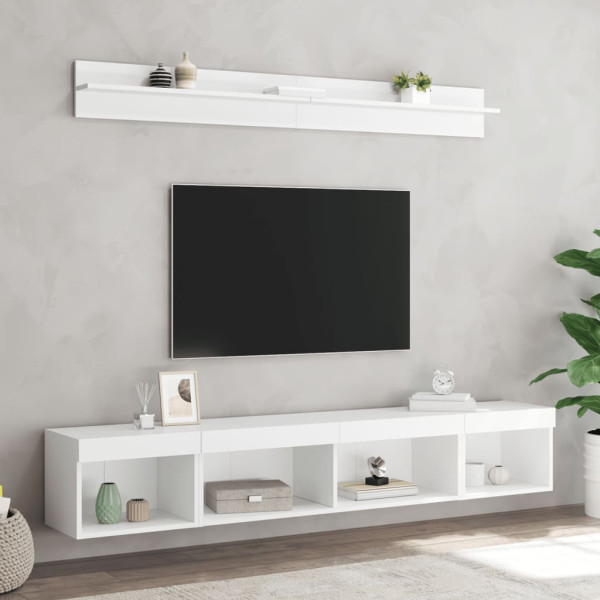 Muebles de TV de pared con LED 5 pzas madera ingeniería blanco M 4