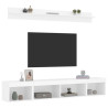 Muebles de TV de pared con LED 5 pzas madera ingeniería blanco 5