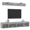 Muebles TV pared con LED 5 pzas madera ingeniería gris hormigón 5