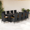 Set de comedor jardín 11 pzas con cojines ratán sintético negro 1
