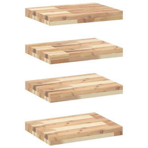 Estantes flotantes 4 uds madera acacia sin tratar 40x30x4 cm H