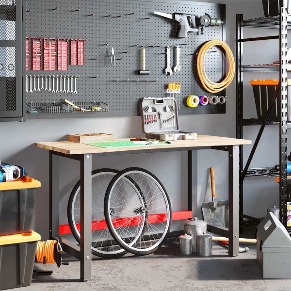 Banco de trabajo madera maciza de roble 140x60x81.5 cm M 3