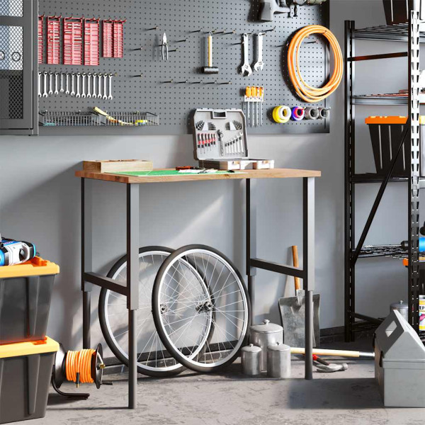 Banco de trabajo madera roble marrón claro 100x60x(71.5-98) cm M 3