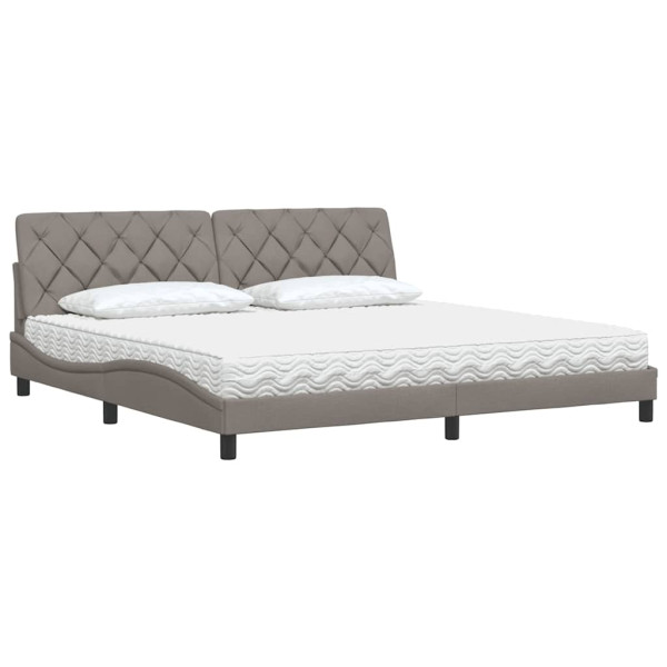 Cama con colchón tela gris taupe 200x200 cm M 4