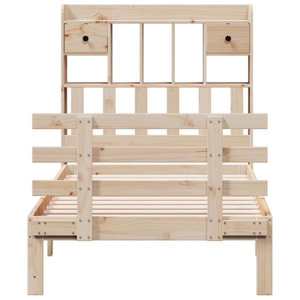 Cama con estantería sin colchón madera maciza de pino 90x190 cm M 4