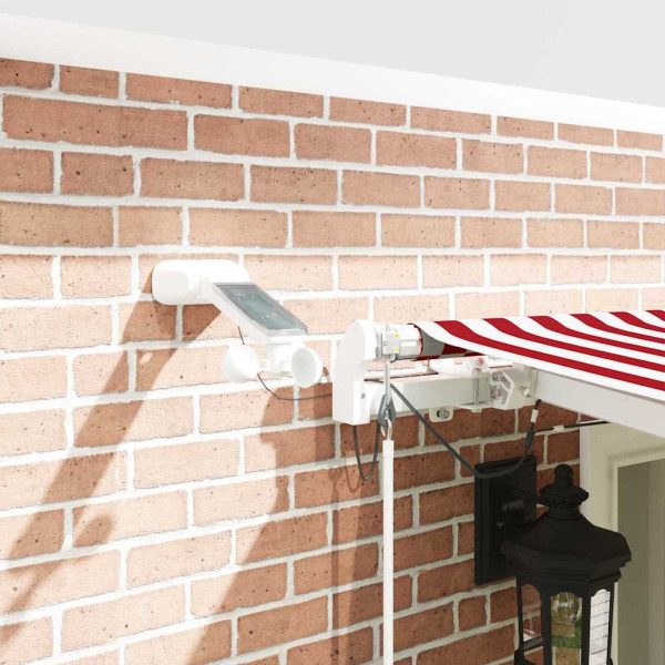 Toldo Retráctil Rojo y Blanco 600 x 300 cm Tela y Metal M 4