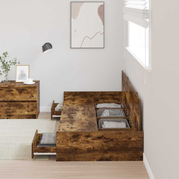 Cama con almacenamiento con cabecera Madera Vieja 100 x 200 cm M 4