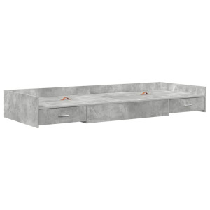 Cama con almacenamiento con cabecera Gris Concreto 90 x 200 cm H