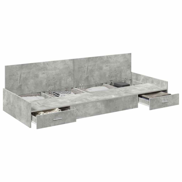 Cama con almacenamiento con cabecera Gris Concreto 80 x 200 cm M 3