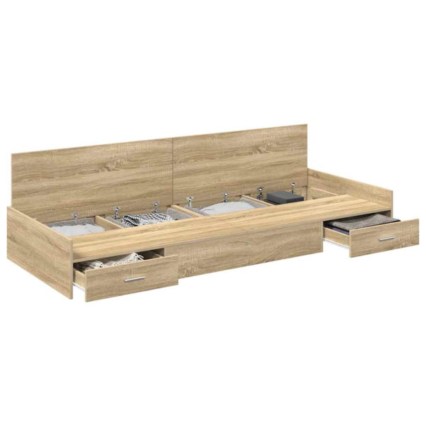 Cama con almacenamiento Roble Sonoma 80 x 200 cm Madera contrachapada M 3
