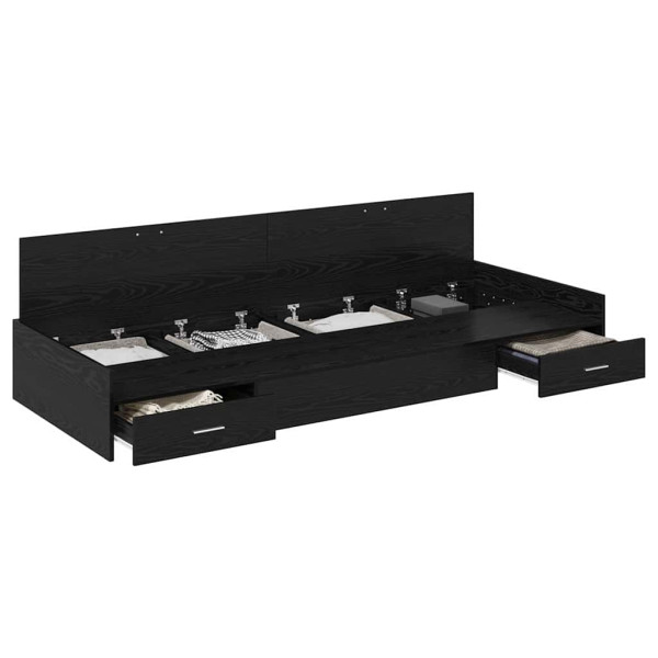 Cama con almacenamiento Roble Negro 75 x 190 cm Madera contrachapada M 3