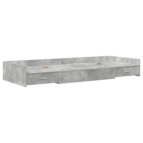 Cama con almacenamiento con cabecera Gris Concreto 75 x 190 cm M 2