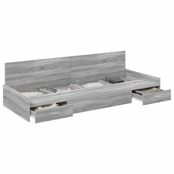 Cama con almacenamiento Gris Sonoma 75 x 190 cm Madera contrachapada M 3