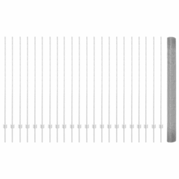 Reja con postes Plateado 1.5 x 50 m Acero M 5