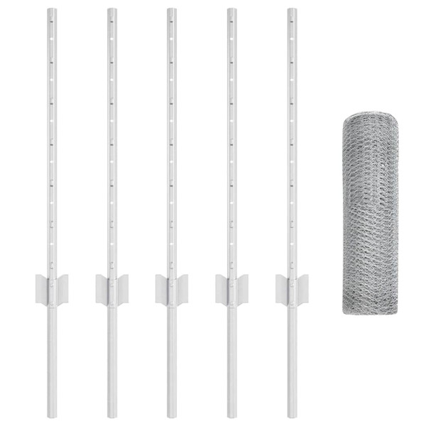 Reja con postes Plateado 0.6 x 10 m Acero M 5