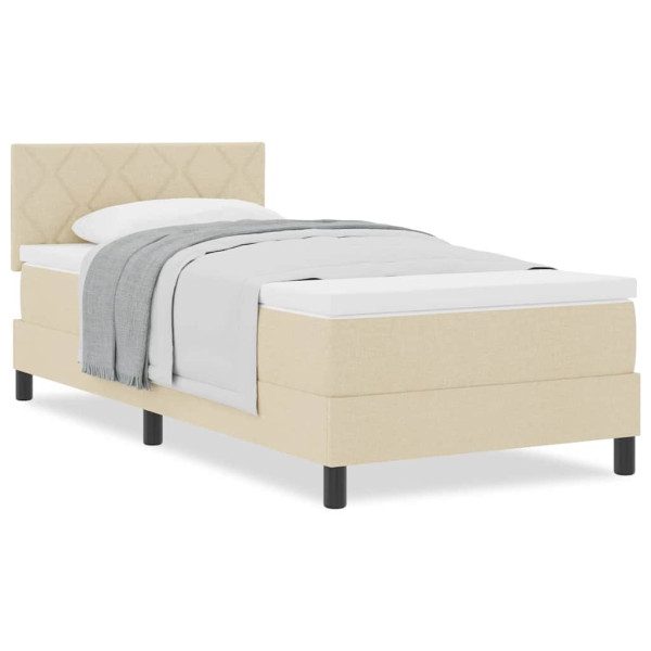 Cama box spring con colchón con colchón Crema 90 x 190 cm tela M 4