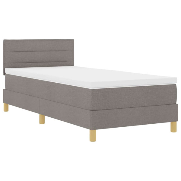 Cama box spring con colchón con colchón Taupé 90 x 190 cm tela M 2