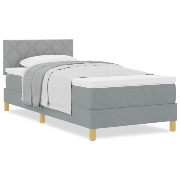 Cama box spring con colchón Gris claro 90 x 190 cm tela M 4