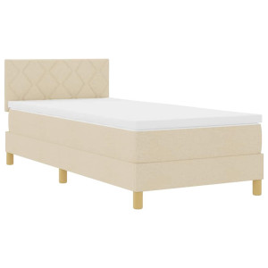 Cama box spring con colchón con colchón Crema 90 x 190 cm tela H