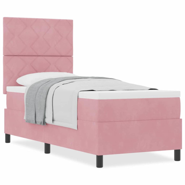 Cama tipo Box Spring con colchón Rosa 80 x 200 cm Terciopelo M 4