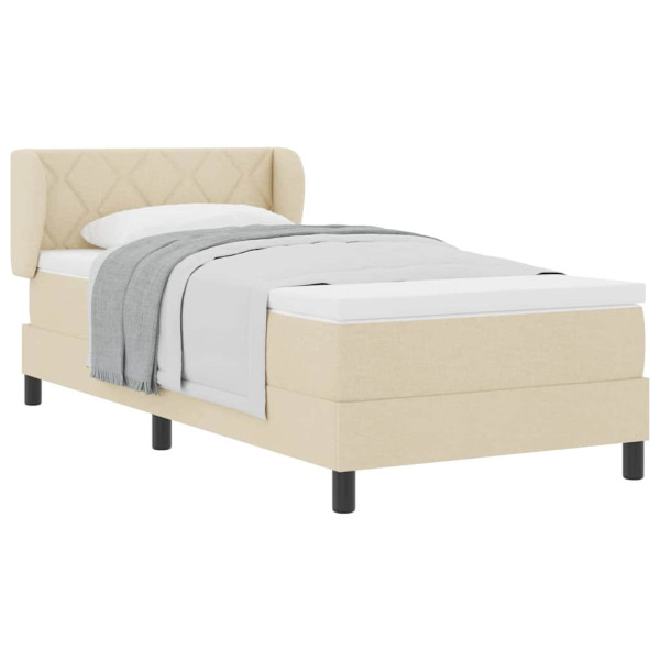 Cama box spring con colchón con colchón Crema 90 x 190 cm tela M 3