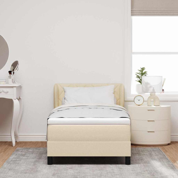 Cama box spring con colchón con colchón Crema 90 x 190 cm tela M 5