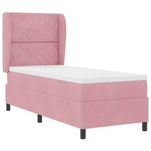 Cama tipo Box Spring con colchón Rosa 80 x 200 cm Terciopelo H