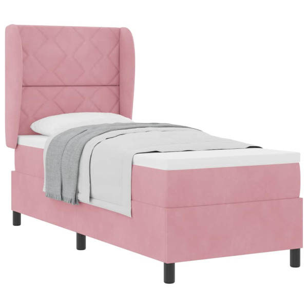 Cama tipo Box Spring con colchón Rosa 80 x 200 cm Terciopelo M 3