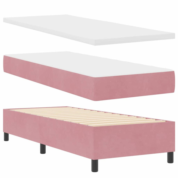 Cama tipo Box Spring con colchón Rosa 80 x 200 cm Terciopelo M 5