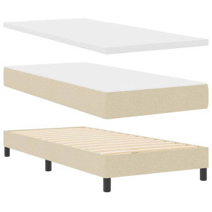 Cama box spring con colchón con colchón Crema 90 x 190 cm H