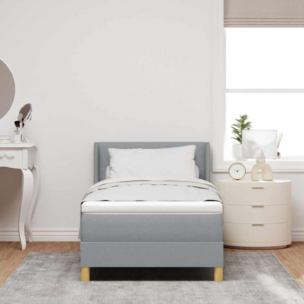 Cama con Somier con colchón Gris claro 90 x 190 cm tela M 5
