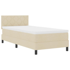 Cama tipo Box Spring con colchón Crema 90 x 190 cm tela H